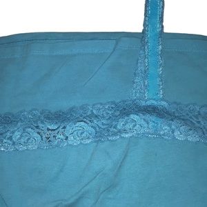 Avenue size 14 turquoise / Aqua blue camisole grosgrain Ribbon & lace